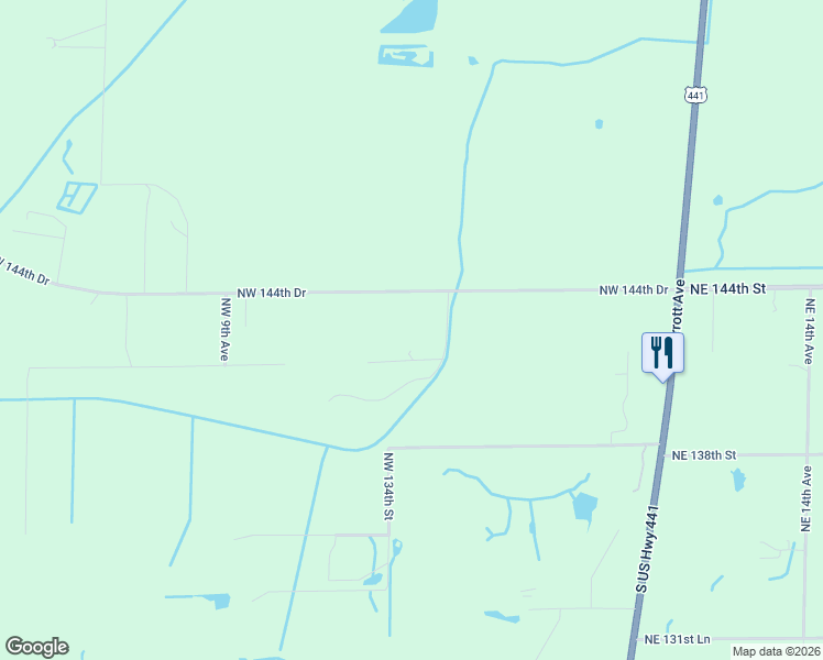 map of restaurants, bars, coffee shops, grocery stores, and more near 128 Northwest 144th Drive in Okeechobee