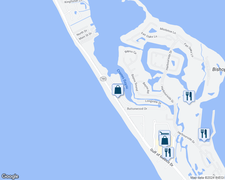 map of restaurants, bars, coffee shops, grocery stores, and more near 3300-3330 Gulf of Mexico Drive in Longboat Key