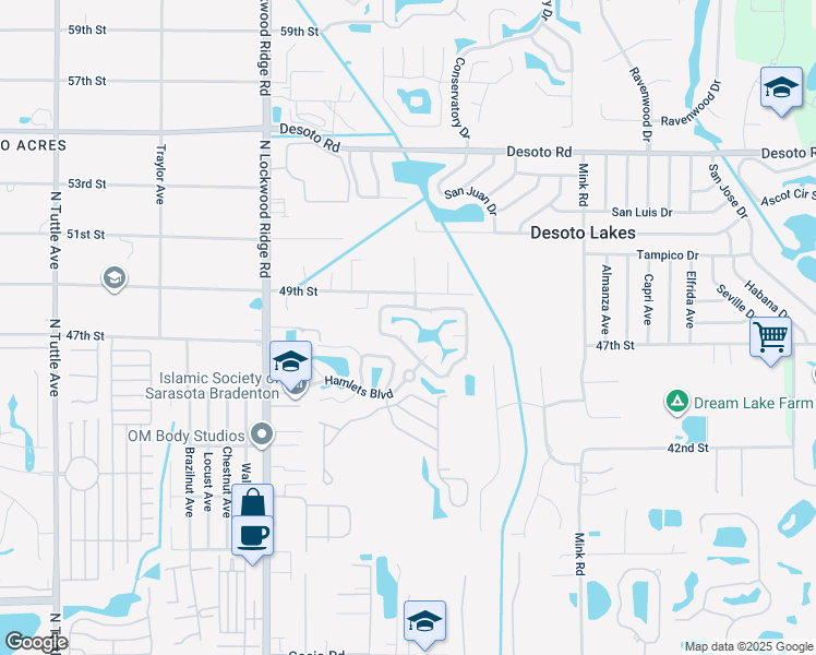 map of restaurants, bars, coffee shops, grocery stores, and more near 4831 Hamlets Grove Drive in Sarasota