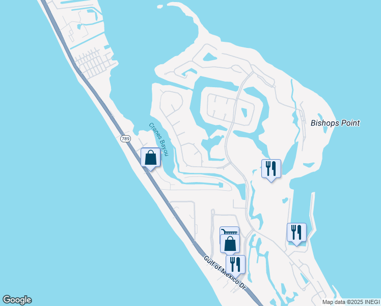 map of restaurants, bars, coffee shops, grocery stores, and more near 3261 Bayou Way in Longboat Key
