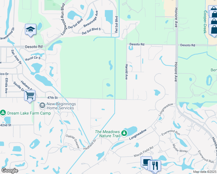 map of restaurants, bars, coffee shops, grocery stores, and more near 4675 47th Street in Sarasota