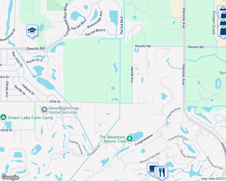 map of restaurants, bars, coffee shops, grocery stores, and more near 4675 47th Street in Sarasota