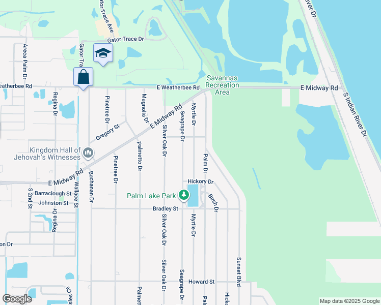 map of restaurants, bars, coffee shops, grocery stores, and more near 4807 Myrtle Drive in Fort Pierce