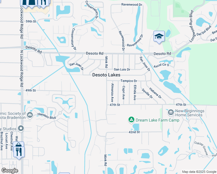 map of restaurants, bars, coffee shops, grocery stores, and more near 5009 Almanza Avenue in Sarasota