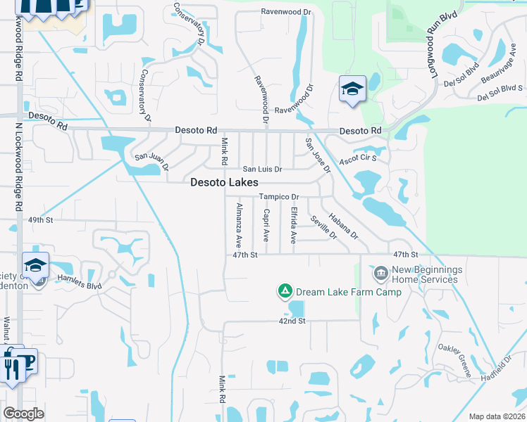 map of restaurants, bars, coffee shops, grocery stores, and more near 5005 Capri Avenue in Sarasota