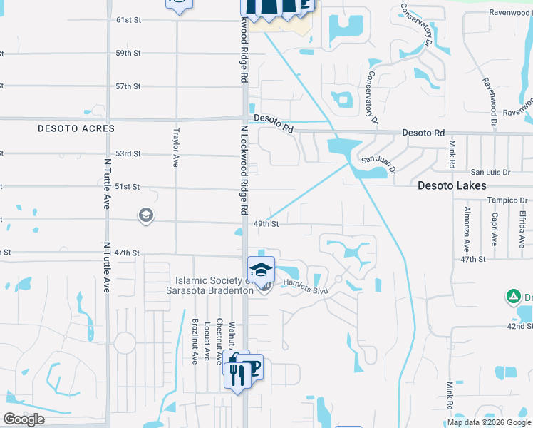 map of restaurants, bars, coffee shops, grocery stores, and more near 3219 49th Street in Sarasota
