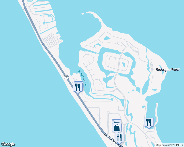 map of restaurants, bars, coffee shops, grocery stores, and more near 3360 Bayou Gate in Longboat Key