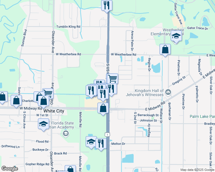 map of restaurants, bars, coffee shops, grocery stores, and more near 4815 South US Highway 1 in Fort Pierce