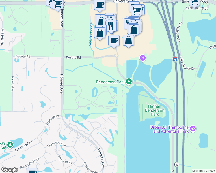 map of restaurants, bars, coffee shops, grocery stores, and more near 4980 Baraldi Circle in Sarasota