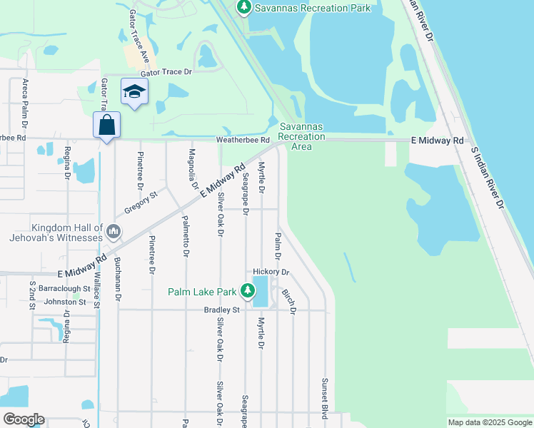 map of restaurants, bars, coffee shops, grocery stores, and more near 4711 Sunset Boulevard in Fort Pierce