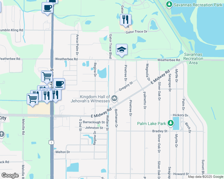 map of restaurants, bars, coffee shops, grocery stores, and more near 4707 Buchanan Drive in Fort Pierce