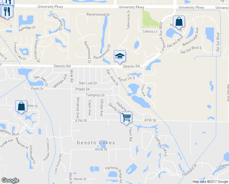 map of restaurants, bars, coffee shops, grocery stores, and more near 5112 Habana Drive in Sarasota