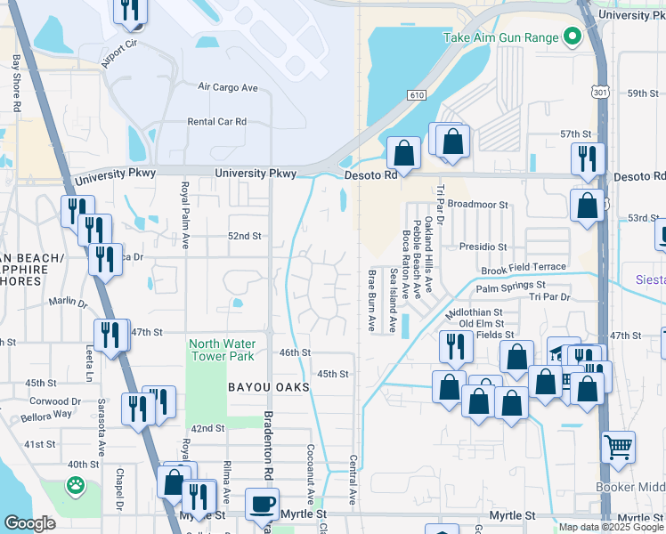 map of restaurants, bars, coffee shops, grocery stores, and more near 4759 Village Gardens Drive in Sarasota