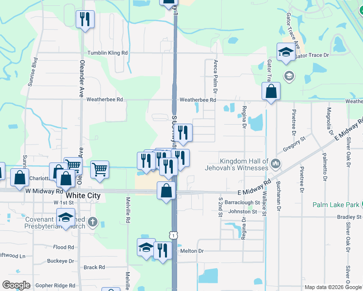 map of restaurants, bars, coffee shops, grocery stores, and more near 4798 U.S. 1 in Fort Pierce