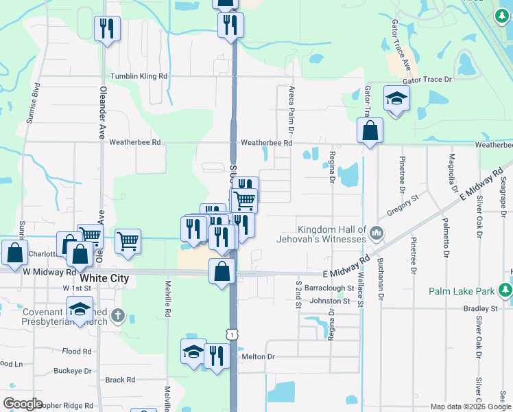map of restaurants, bars, coffee shops, grocery stores, and more near 4798 U.S. 1 in Fort Pierce