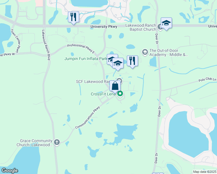 map of restaurants, bars, coffee shops, grocery stores, and more near 7131 Professional Parkway East in Sarasota