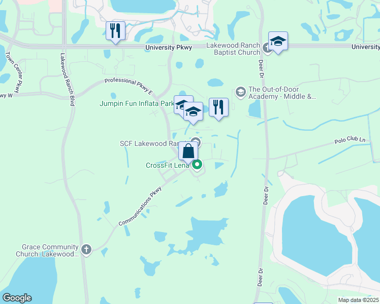 map of restaurants, bars, coffee shops, grocery stores, and more near 7131 Professional Parkway East in Sarasota