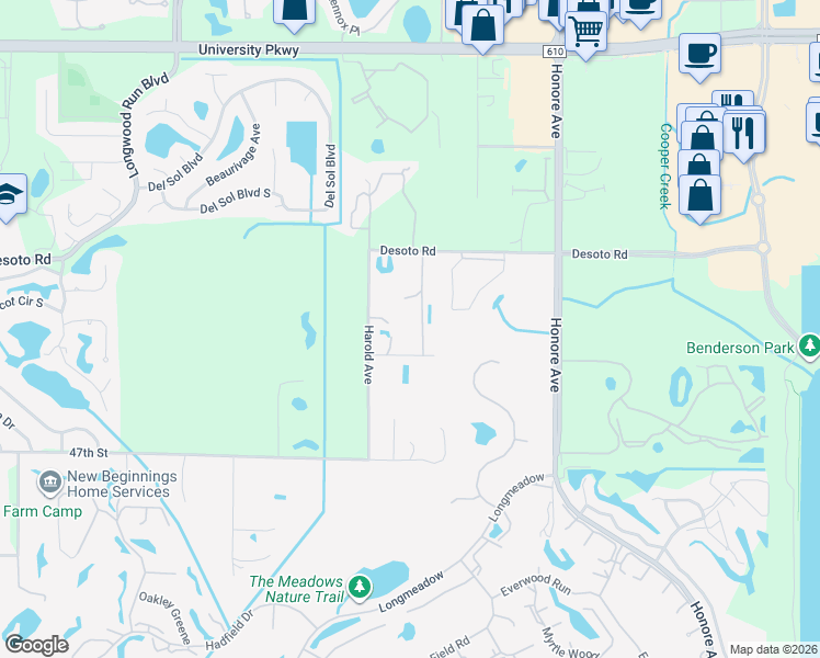map of restaurants, bars, coffee shops, grocery stores, and more near 4917 Sacramento Street in Sarasota