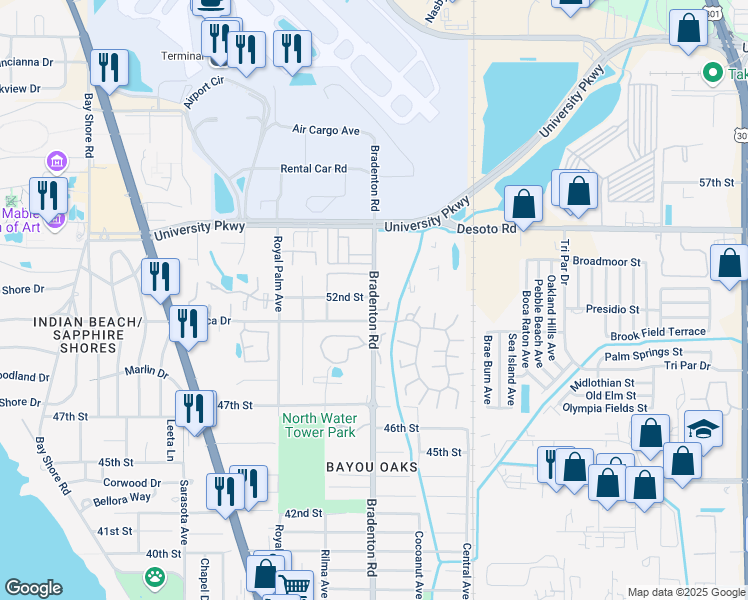 map of restaurants, bars, coffee shops, grocery stores, and more near in Sarasota