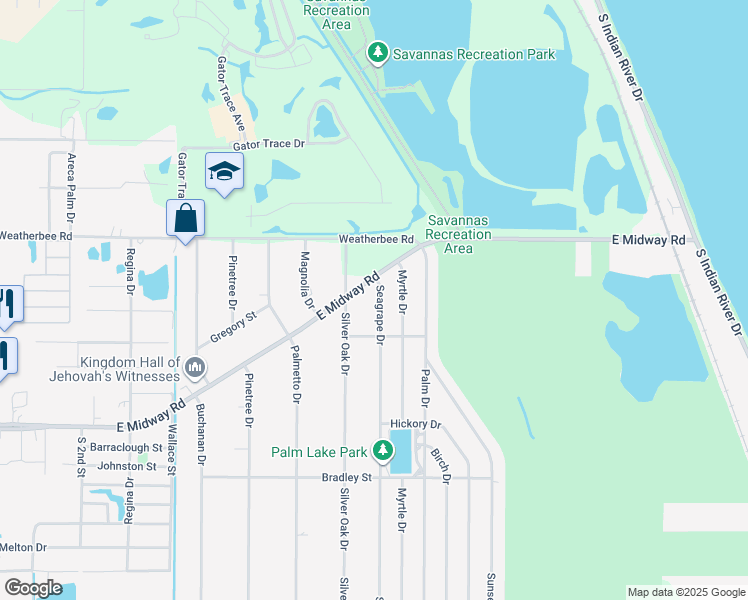 map of restaurants, bars, coffee shops, grocery stores, and more near 4705 Seagrape Drive in Fort Pierce