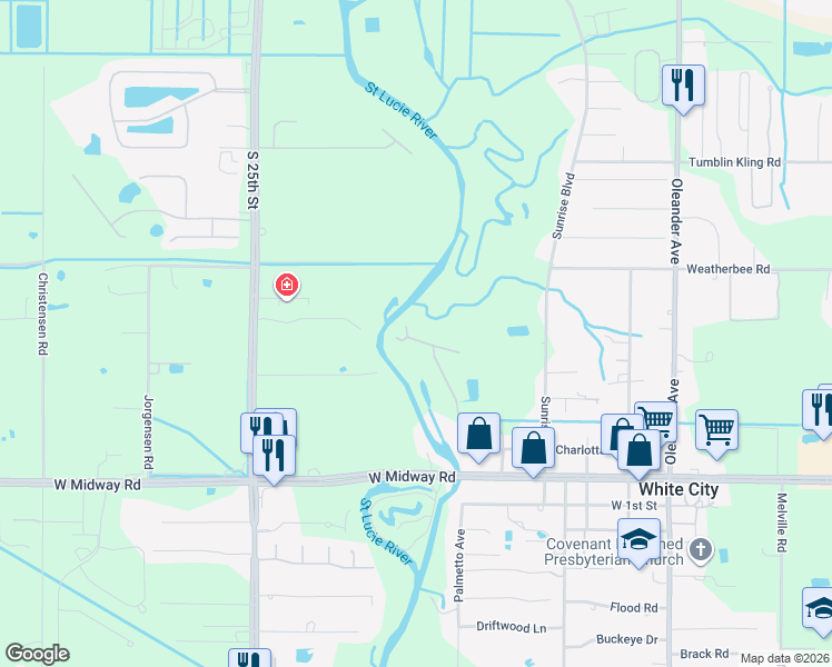 map of restaurants, bars, coffee shops, grocery stores, and more near 1904 Old River Road in Fort Pierce