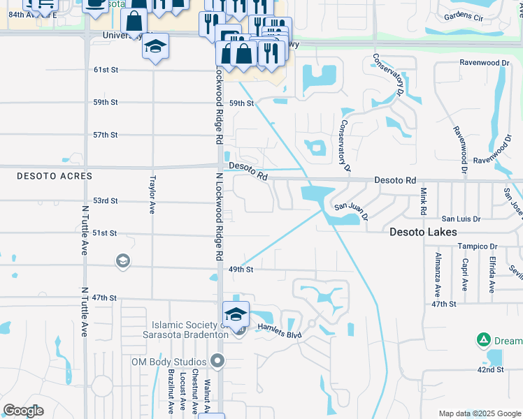 map of restaurants, bars, coffee shops, grocery stores, and more near 3235 Nature Circle in Sarasota