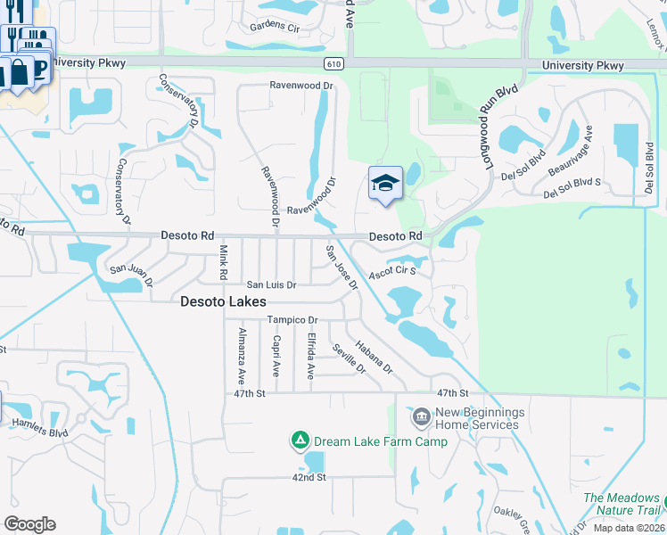map of restaurants, bars, coffee shops, grocery stores, and more near 4034 Felipi Lane in Sarasota