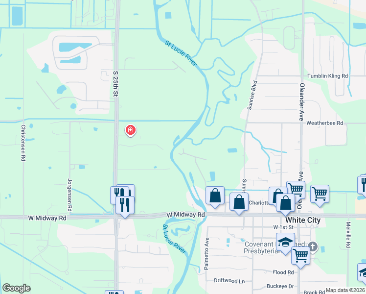 map of restaurants, bars, coffee shops, grocery stores, and more near 1904 Old River Road in Fort Pierce