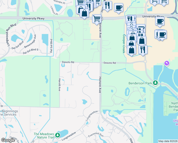 map of restaurants, bars, coffee shops, grocery stores, and more near 5223 Manorwood Drive in Sarasota