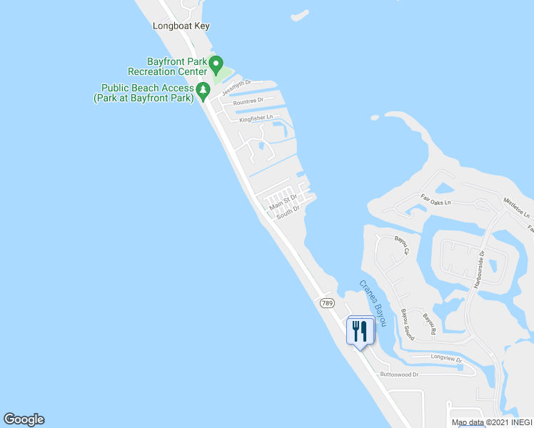 map of restaurants, bars, coffee shops, grocery stores, and more near 413 Main Street Drive in Longboat Key