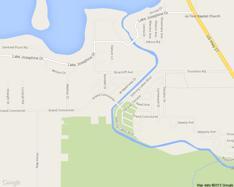 map of restaurants, bars, coffee shops, grocery stores, and more near 13333 West Waterway Drive in Sebring