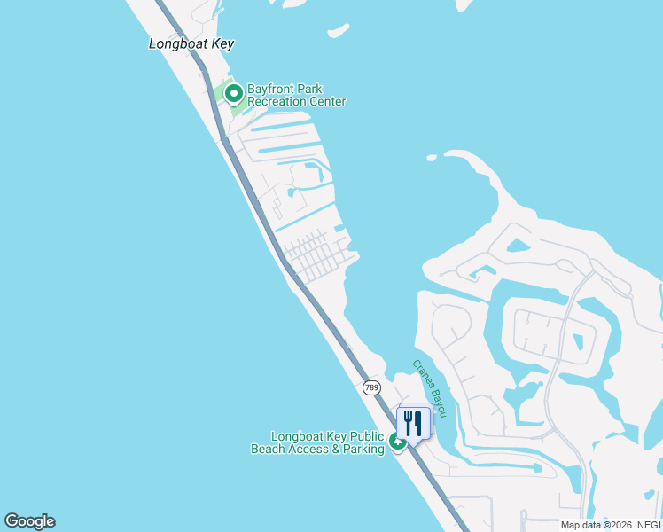 map of restaurants, bars, coffee shops, grocery stores, and more near 24 4th Street South in Longboat Key