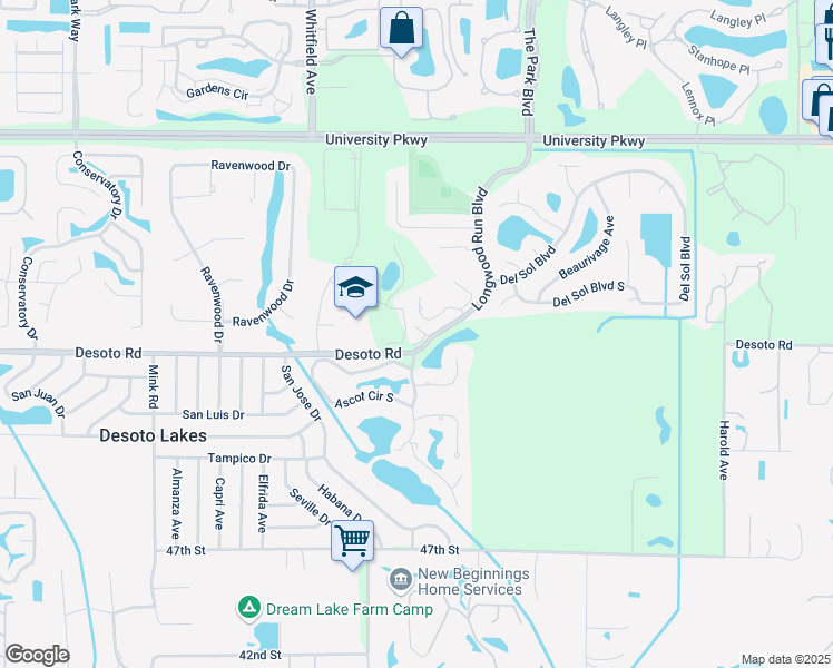 map of restaurants, bars, coffee shops, grocery stores, and more near 5500 Longwood Run Boulevard in Sarasota