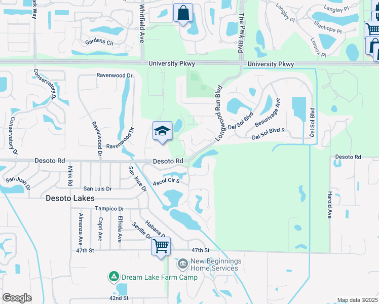 map of restaurants, bars, coffee shops, grocery stores, and more near 4151 Desoto Road in Sarasota