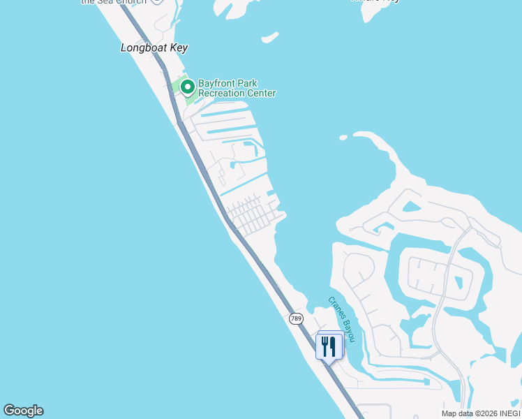 map of restaurants, bars, coffee shops, grocery stores, and more near 121 Main Street Drive in Longboat Key