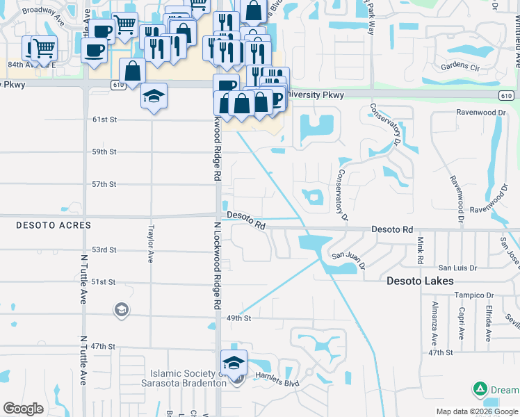 map of restaurants, bars, coffee shops, grocery stores, and more near 3367 56th Street in Sarasota