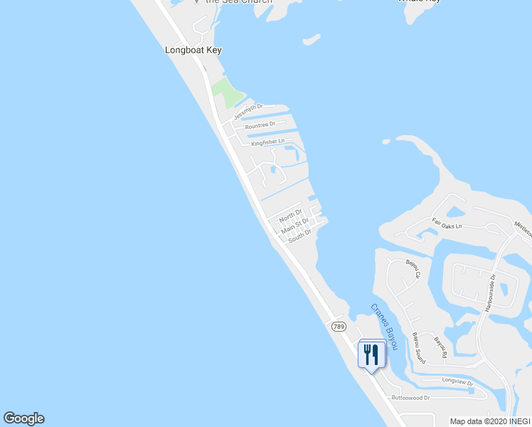 map of restaurants, bars, coffee shops, grocery stores, and more near 3800-3810 Gulf of Mexico Drive in Longboat Key