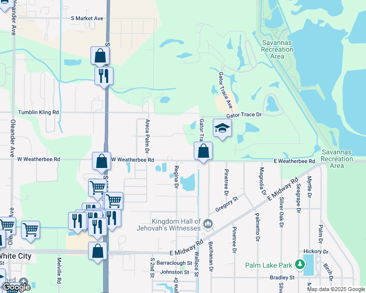 map of restaurants, bars, coffee shops, grocery stores, and more near 432 East Weatherbee Road in Fort Pierce