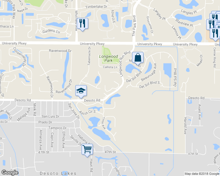 map of restaurants, bars, coffee shops, grocery stores, and more near 5616 Monte Rosso Road in Sarasota