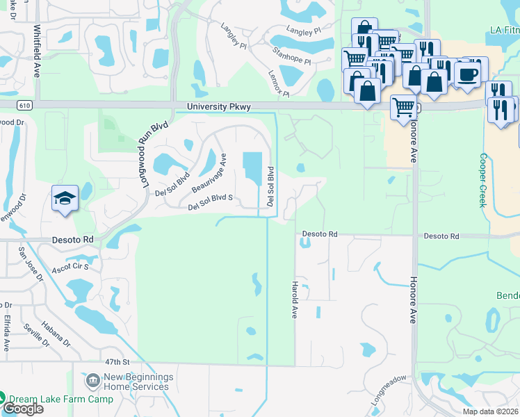 map of restaurants, bars, coffee shops, grocery stores, and more near 4588 Del Sol Boulevard in Sarasota