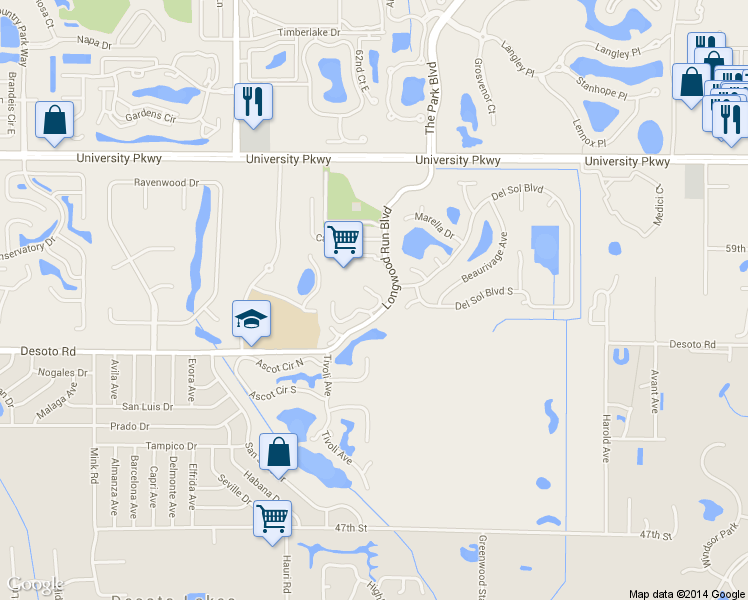 map of restaurants, bars, coffee shops, grocery stores, and more near 4405 Beauchamp Court in Sarasota