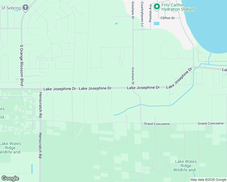 map of restaurants, bars, coffee shops, grocery stores, and more near Gresham Street in Sebring