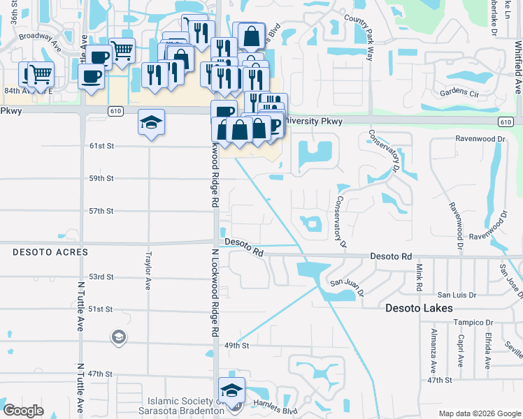 map of restaurants, bars, coffee shops, grocery stores, and more near 5629 Blanche Place in Sarasota