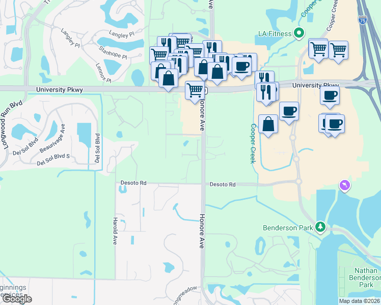 map of restaurants, bars, coffee shops, grocery stores, and more near 4936 Oarsman Court in Sarasota