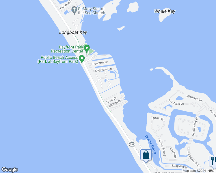map of restaurants, bars, coffee shops, grocery stores, and more near 831 Bayport Way in Longboat Key