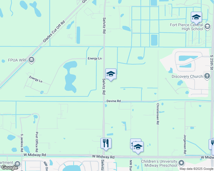 map of restaurants, bars, coffee shops, grocery stores, and more near 4590 Selvitz Road in Fort Pierce