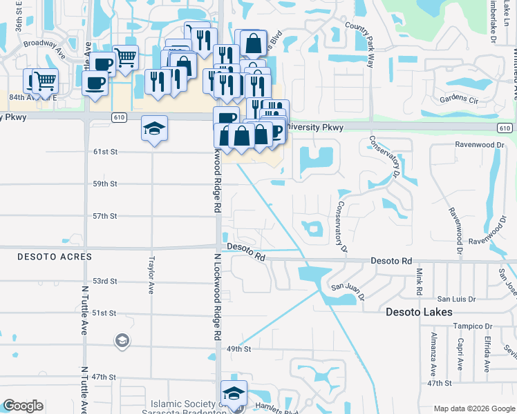 map of restaurants, bars, coffee shops, grocery stores, and more near 5629 Blanche Place in Sarasota