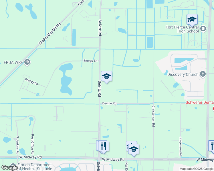 map of restaurants, bars, coffee shops, grocery stores, and more near 4590 Selvitz Road in Fort Pierce