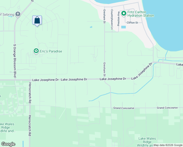 map of restaurants, bars, coffee shops, grocery stores, and more near 2500 Lake Josephine Drive in Sebring