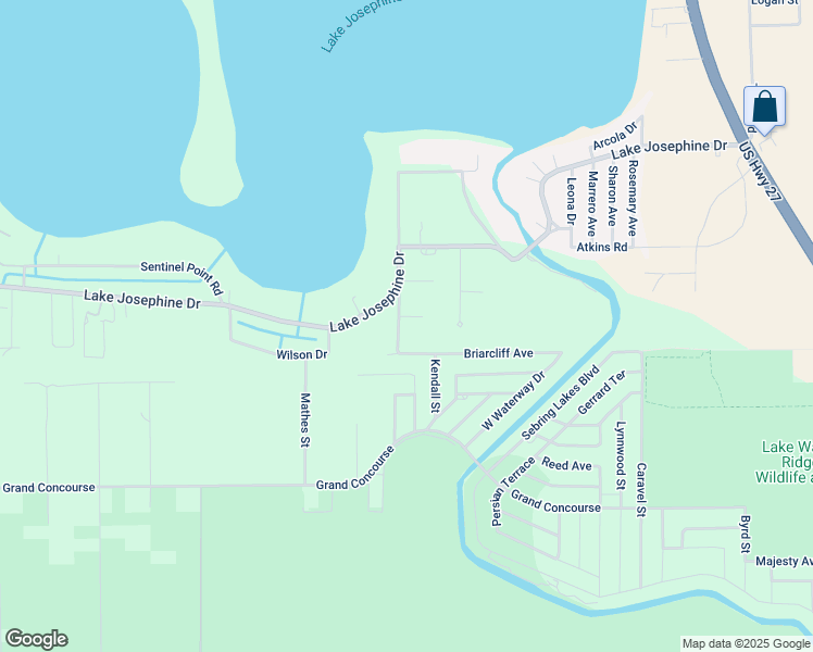 map of restaurants, bars, coffee shops, grocery stores, and more near 4403 Briarcliff Avenue in Sebring